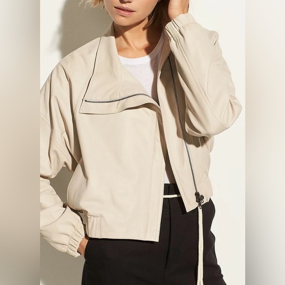 NWT $1250 Vince Asymmetrical Leather Jacket Coat - Picture 2 of 6